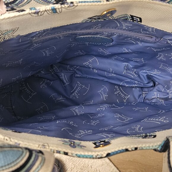 Emilio Pucci blue purple mandala snowflake canvas tote Italy Marilyn Monroe - Picture 8 of 12